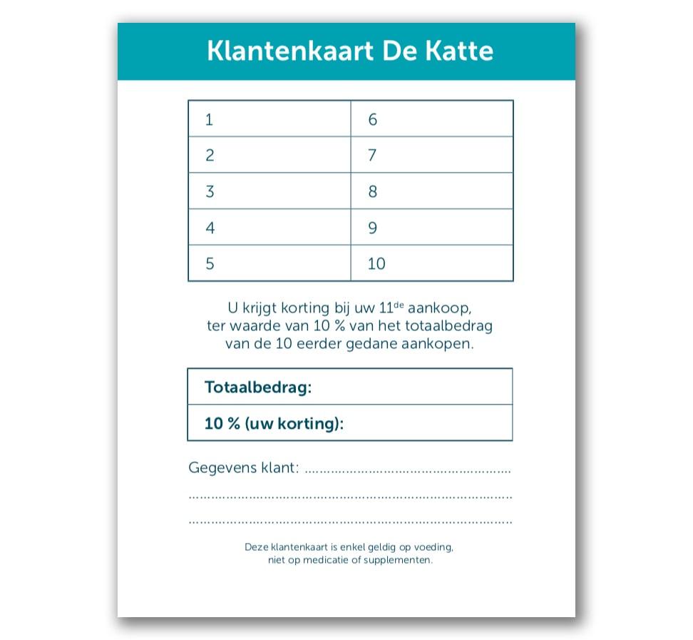 Klantenkaart voor kwaliteitsvoeding Op zoek naar kwaliteitsvoeding voor je huisdier? Dan kan je terecht bij Dierenartspraktijk De Katte te Bellegem, regio Kortrijk.